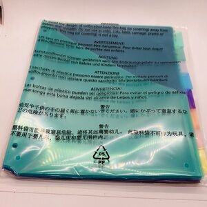 NWT Amazon Multicolor 8 Plastic Dividers With Pockets For 3-Ring Notebook